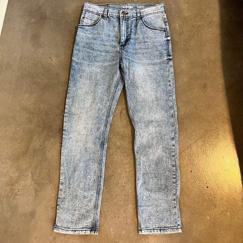 Wrangler Slim Fit light wash denim straight leg jeans boys 14 Regular